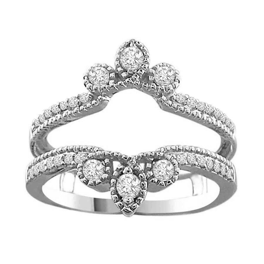 LADIES WRAP 0.35CT ROUND DIAMOND 14K WHITE GOLD