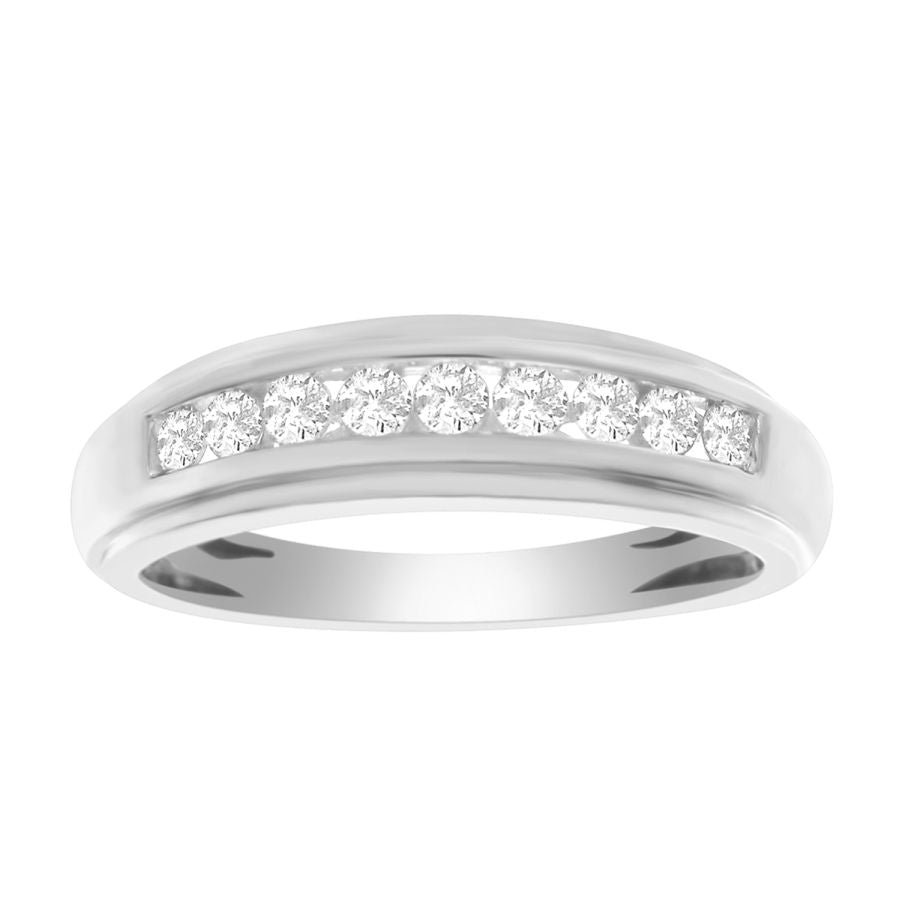 LADIES BAND 0.25CT ROUND DIAMOND 10K WHITE GOLD