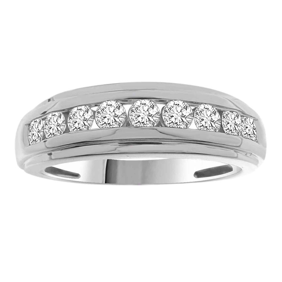 LADIES BAND 0.50CT ROUND DIAMOND 10K WHITE GOLD