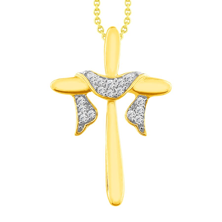 LADIES PENDANT 0.05CT ROUND DIAMOND 10K YELLOW GOLD