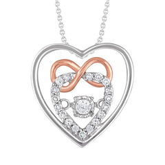 LADIES PENDANT WITH CHAIN 0.15CT ROUND DIAMOND 10K WHITE/ROSE GOLD