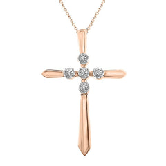 LADIES PENDANT WITH CHAIN 0.03CT ROUND DIAMOND 10K ROSE GOLD