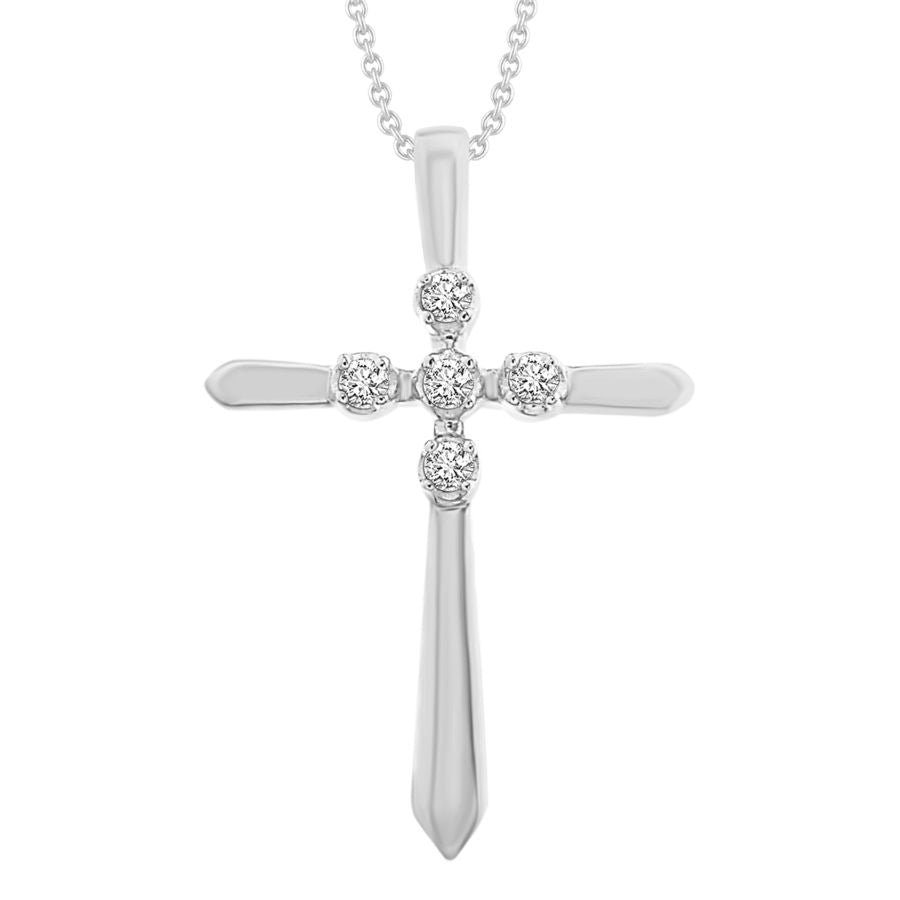 LADIES PENDANT WITH CHAIN 0.03CT ROUND DIAMOND 10K WHITE GOLD