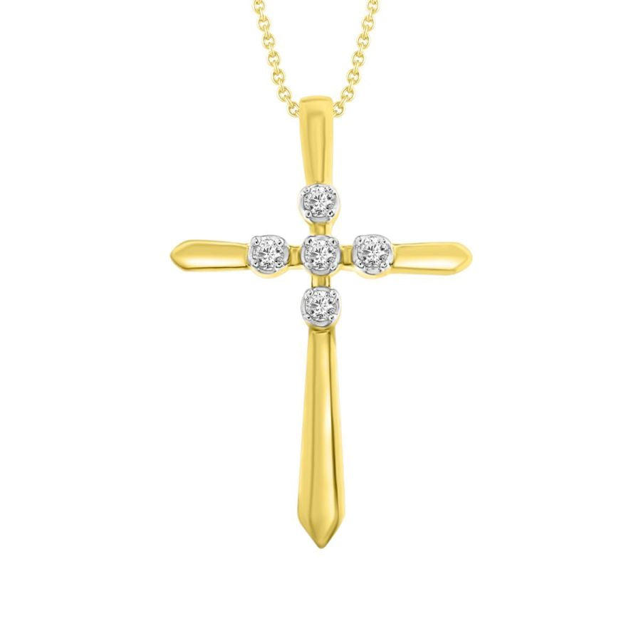 LADIES PENDANT WITH CHAIN 0.03CT ROUND DIAMOND 10K YELLOW GOLD