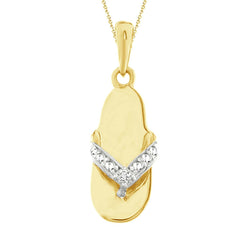 LADIES PENDANT 0.01CT ROUND DIAMOND 10K YELLOW GOLD