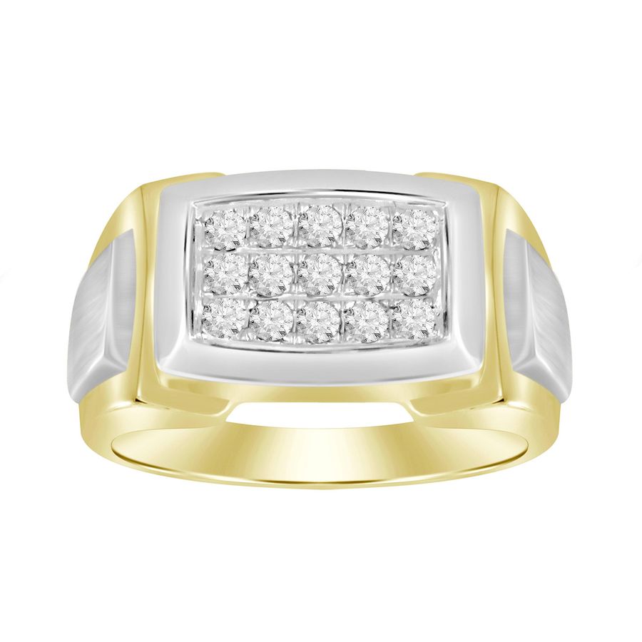 MEN'S RING 0.50CT ROUND DIAMOND 10K WHITE/YELLOW GOLD