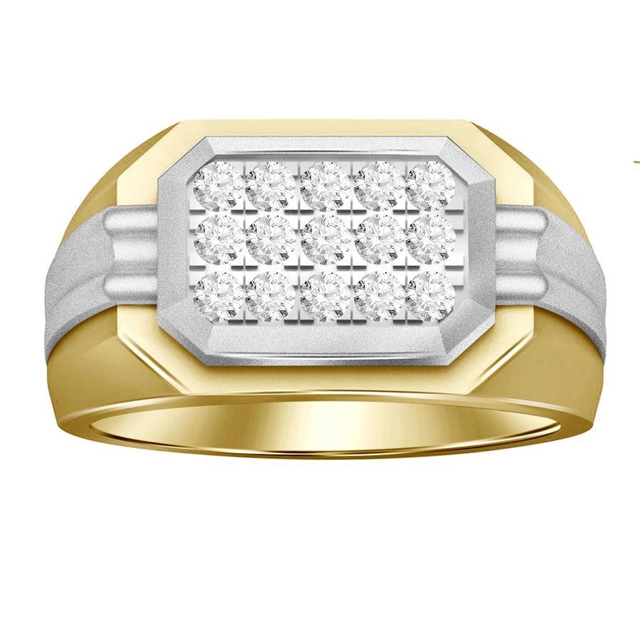 MEN'S RING 0.50CT ROUND DIAMOND 10K WHITE/YELLOW GOLD