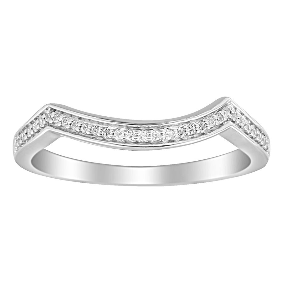 LADIES BAND ONLY 0.10CT ROUND DIAMOND 10K WHITE GOLD