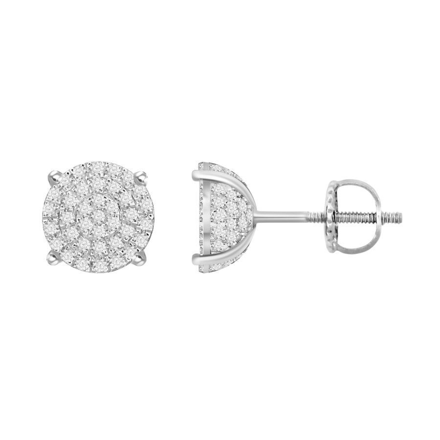 LADIES EARRINGS 0.15CT ROUND DIAMOND 10K WHITE GOLD