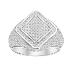 MEN'S RING 1.00CT ROUND DIAMOND 10K WHITE GOLD