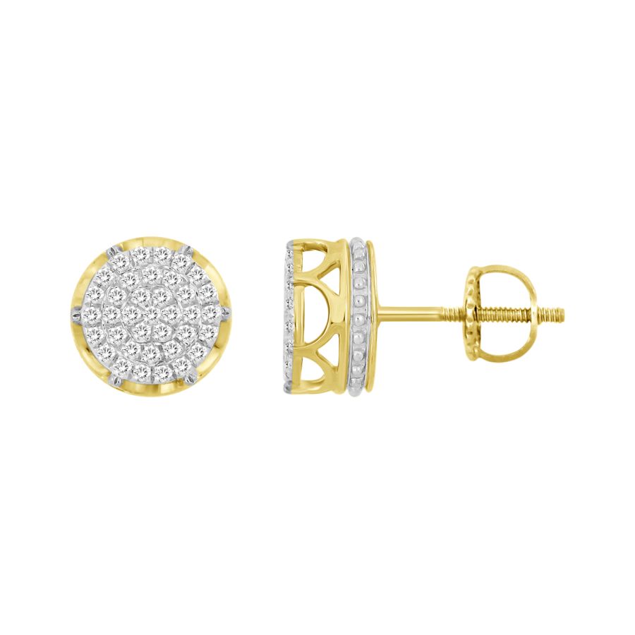 LADIES STUD EARRINGS 0.15CT ROUND DIAMOND 10K YELLOW GOLD