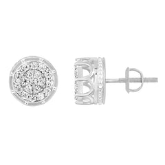 MEN'S STUD EARRINGS 0.50CT ROUND DIAMOND 10K WHITE GOLD