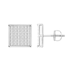 MEN'S (SQUARE) EARRINGS 0.25CT ROUND DIAMOND 10K WHITE GOLD