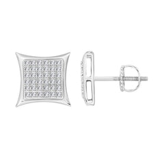 MEN'S KITE SHAPE YUVA EARRINGS 0.25CT ROUND DIAMOND 10K WHITE GOLD