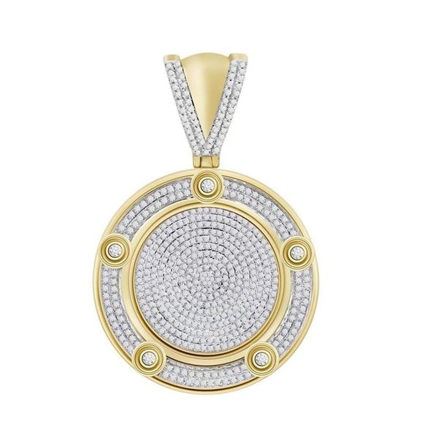 MEN'S PENDANT 1.50CT ROUND DIAMOND 10K YELLOW GOLD