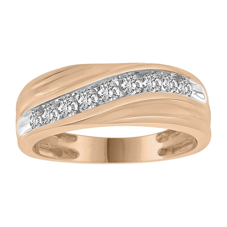 MEN'S BAND 0.50CT ROUND DIAMOND 10K ROSE GOLD