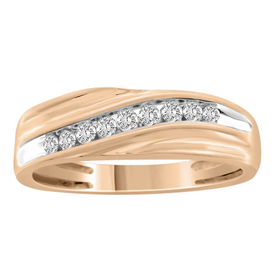 MEN'S BAND 0.25CT ROUND DIAMOND 10K ROSE GOLD