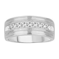 MEN'S BAND 0.25CT ROUND DIAMOND 10K WHITE GOLD