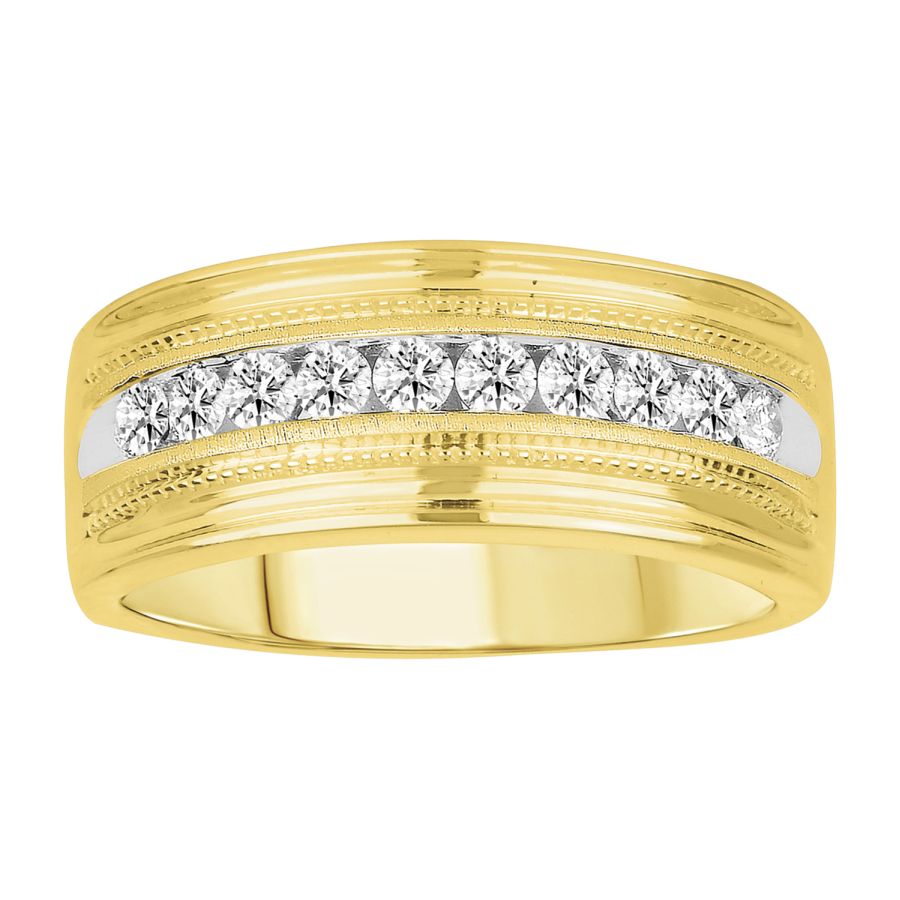 MEN'S BAND 0.25CT ROUND DIAMOND 10K YELLOW GOLD