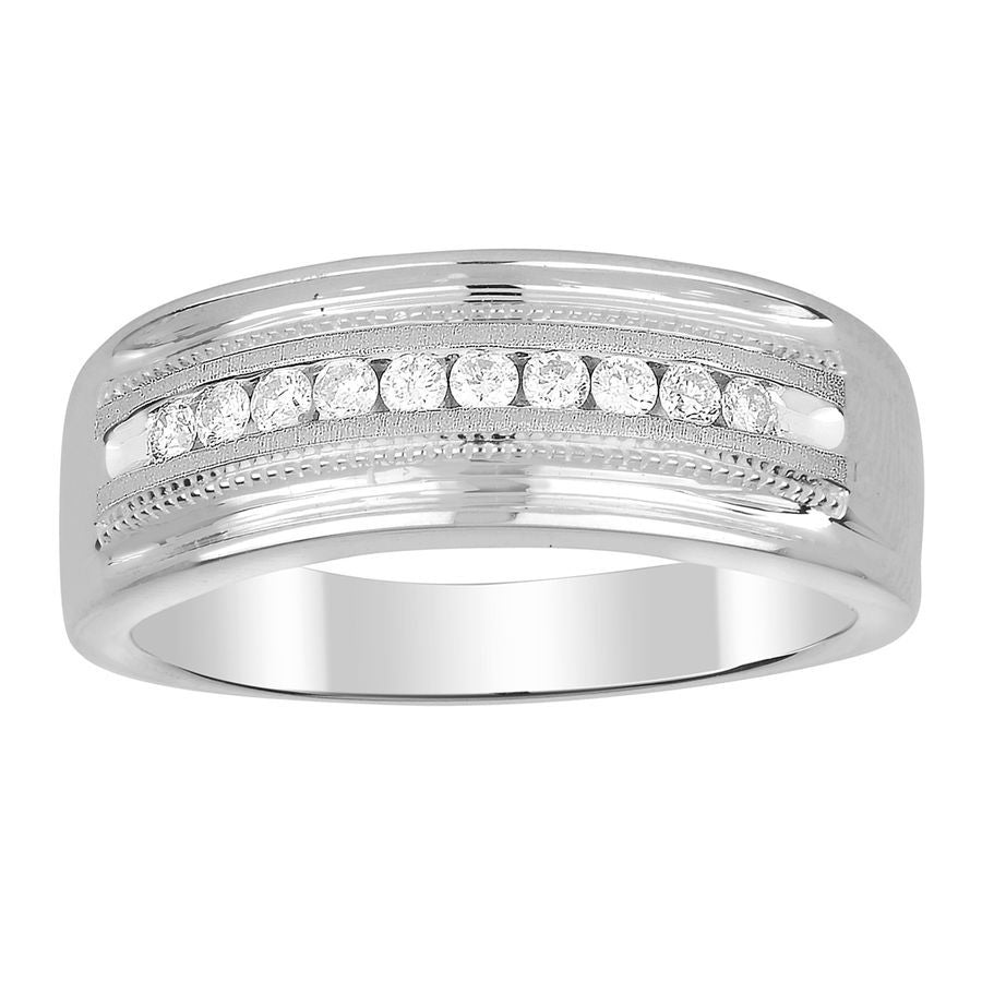 MEN'S BAND 0.50CT ROUND DIAMOND 10K WHITE GOLD