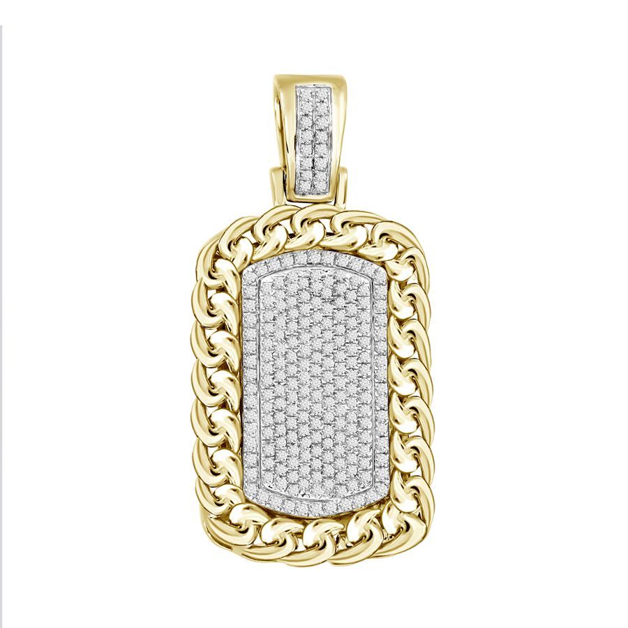 MEN'S PENDANT 0.60CT ROUND DIAMOND 10K YELLOW GOLD