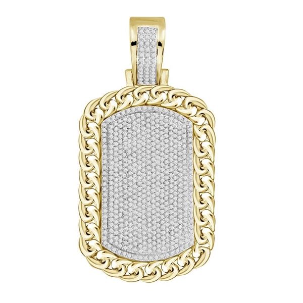 MEN'S PENDANT 1.70CT ROUND DIAMOND 10K YELLOW GOLD