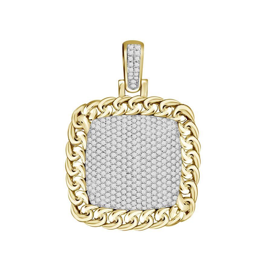 MEN'S CHARM 0.90CT ROUND DIAMOND 10K YELLOW GOLD