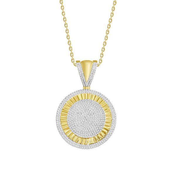 MEN'S PENDANT 1.55CT ROUND DIAMOND 10K YELLOW GOLD