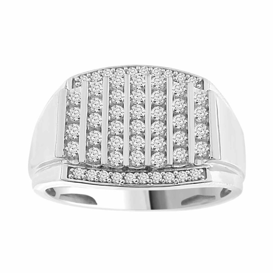 MEN'S RING 0.50CT ROUND DIAMOND 10K WHITE GOLD