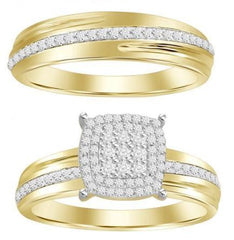 LADIES TRIOS SET 0.50CT ROUND DIAMOND 10K YELLOW GOLD