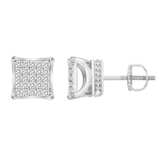 LADIES EARRINGS 0.15CT ROUND DIAMOND 10K WHITE GOLD