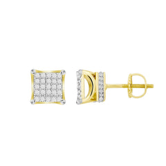 LADIES STUD EARRINGS 0.15CT ROUND DIAMOND 10K YELLOW GOLD