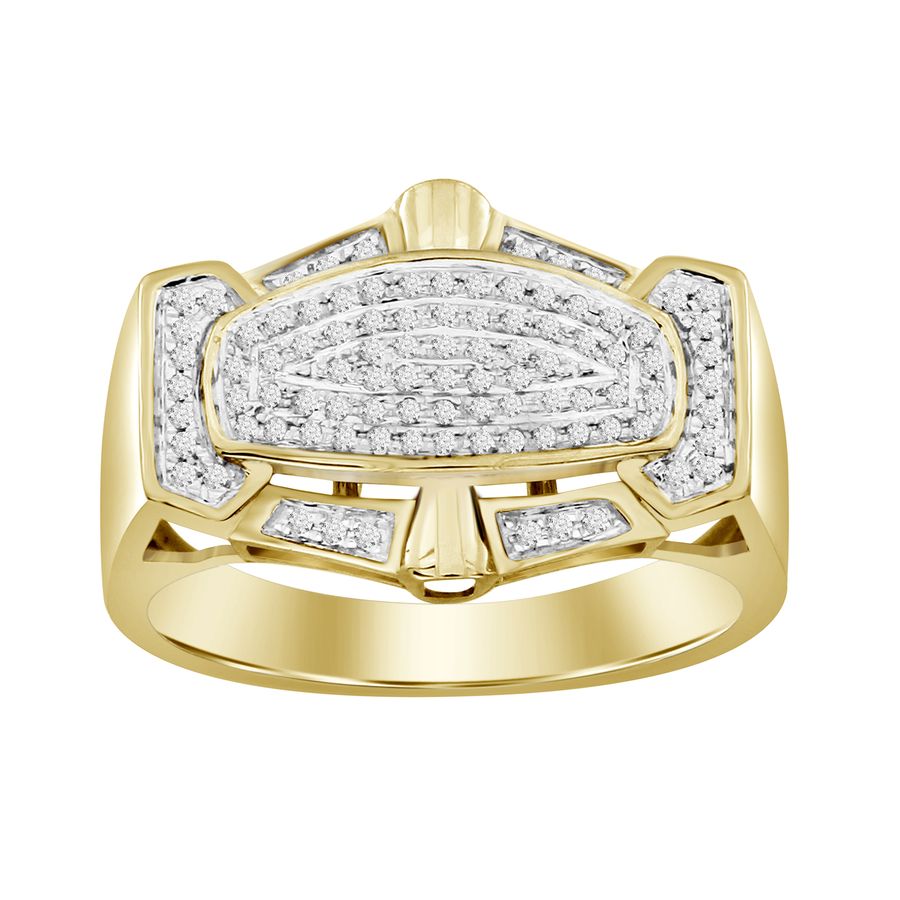 MEN'S RING 0.25CT ROUND DIAMOND 10K YELLOW GOLD