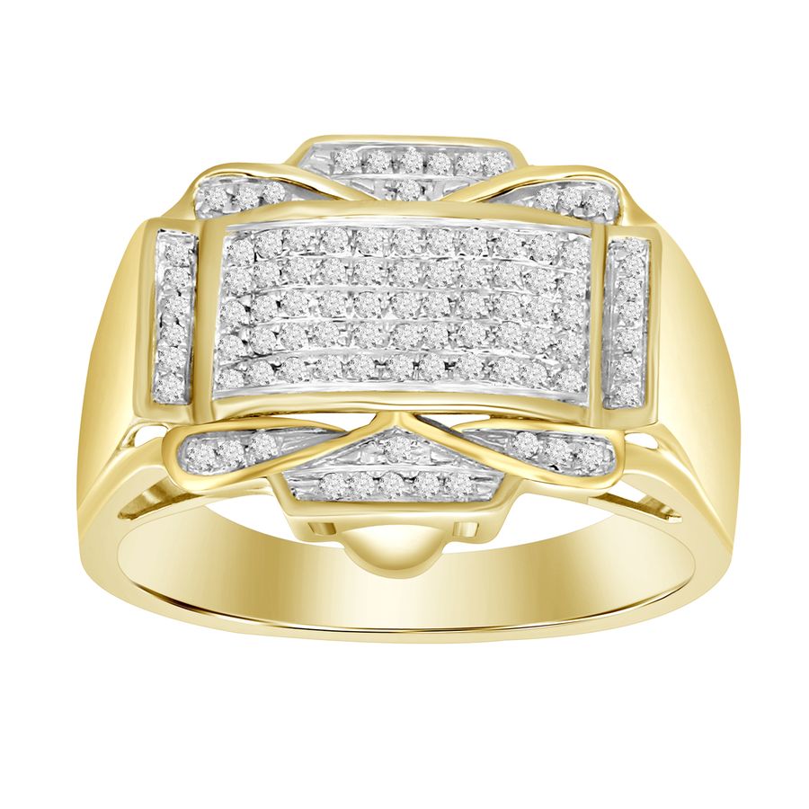 MEN'S RING 0.25CT ROUND DIAMOND 10K YELLOW GOLD