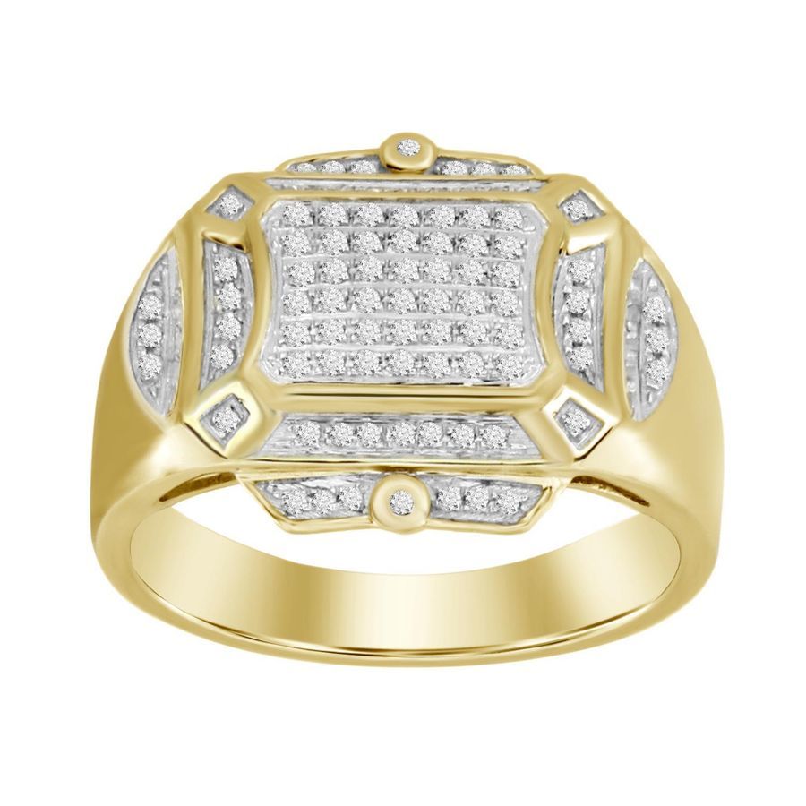 MEN'S RING 0.25CT ROUND DIAMOND 10K YELLOW GOLD