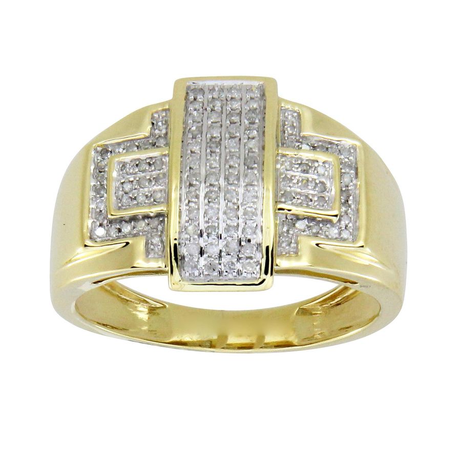 MEN'S RING 0.25CT ROUND DIAMOND 10K YELLOW GOLD