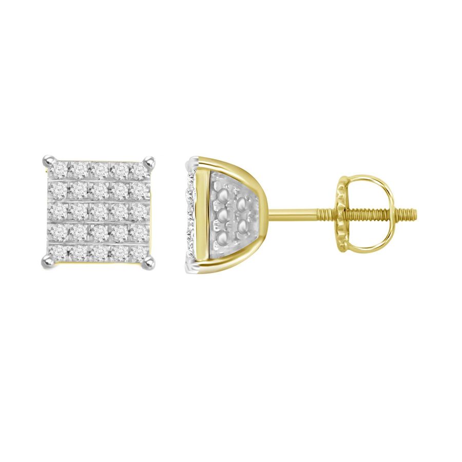 LADIES EARRINGS 0.15CT ROUND DIAMOND 10K YELLOW GOLD