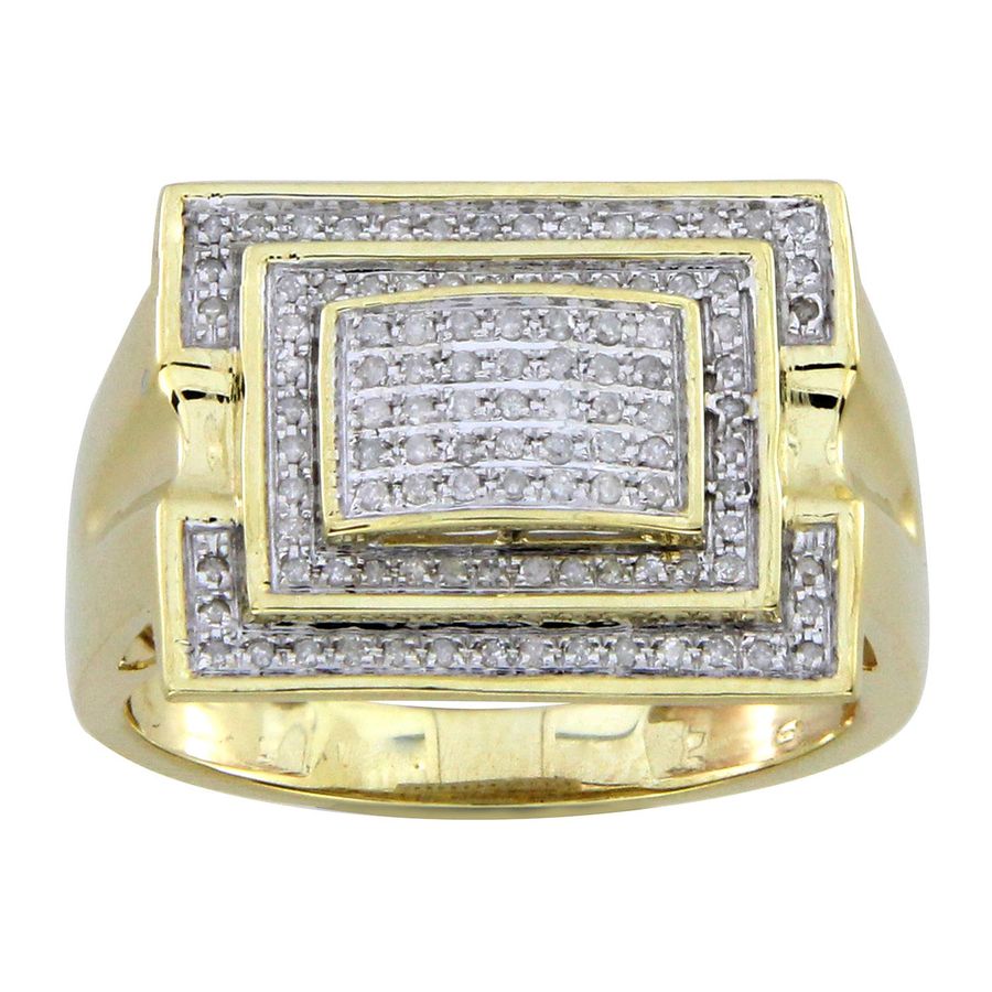 MEN'S RING 0.30CT ROUND DIAMOND 10K YELLOW GOLD