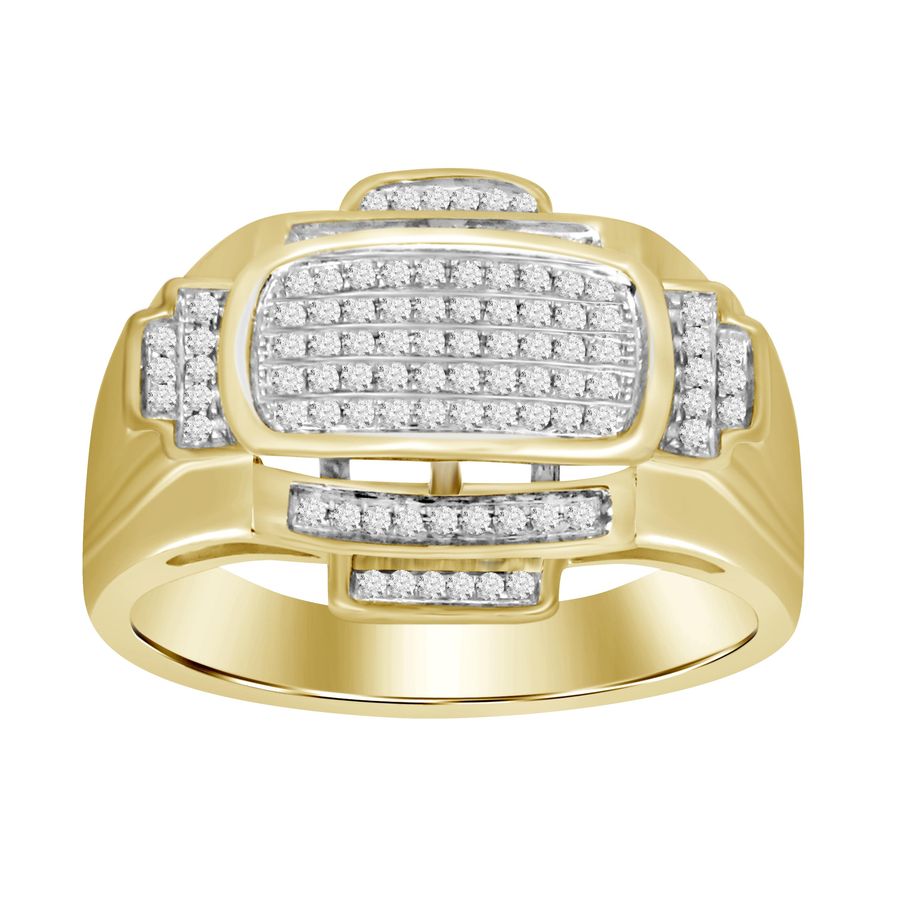 MEN'S RING 0.25CT ROUND DIAMOND 10K YELLOW GOLD