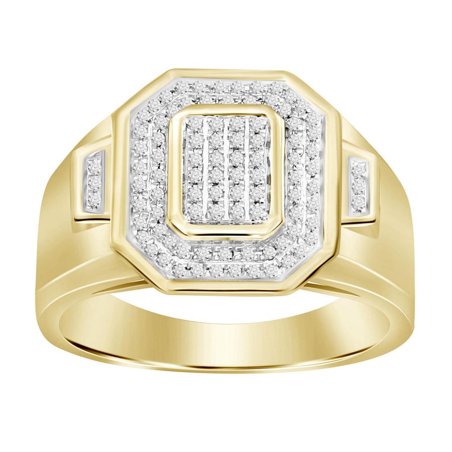 MEN'S RING 0.25CT ROUND DIAMOND 10K YELLOW GOLD