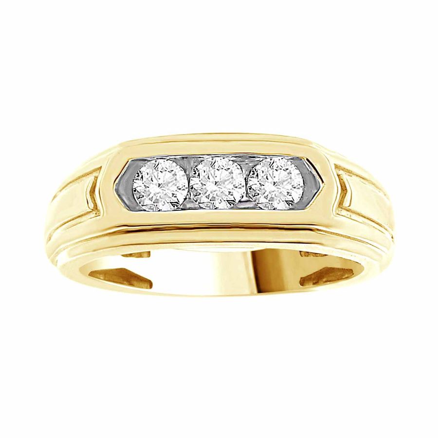 MEN'S RING 0.50CT ROUND DIAMOND 10K YELLOW GOLD