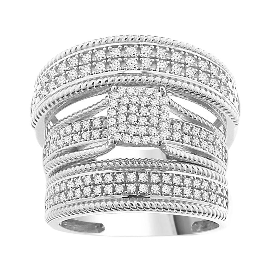 LADIES TRIOS SET 0.50CT ROUND DIAMOND 10K WHITE GOLD