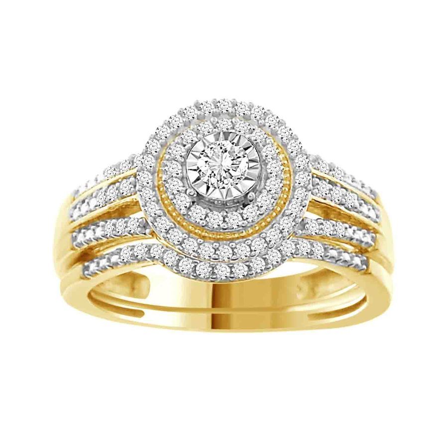 BRIDAL RING SET 0.33CT ROUND DIAMOND 10K YELLOW GOLD