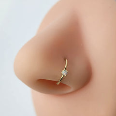 14kt Yellow Gold Nose Hoop Opal Stone