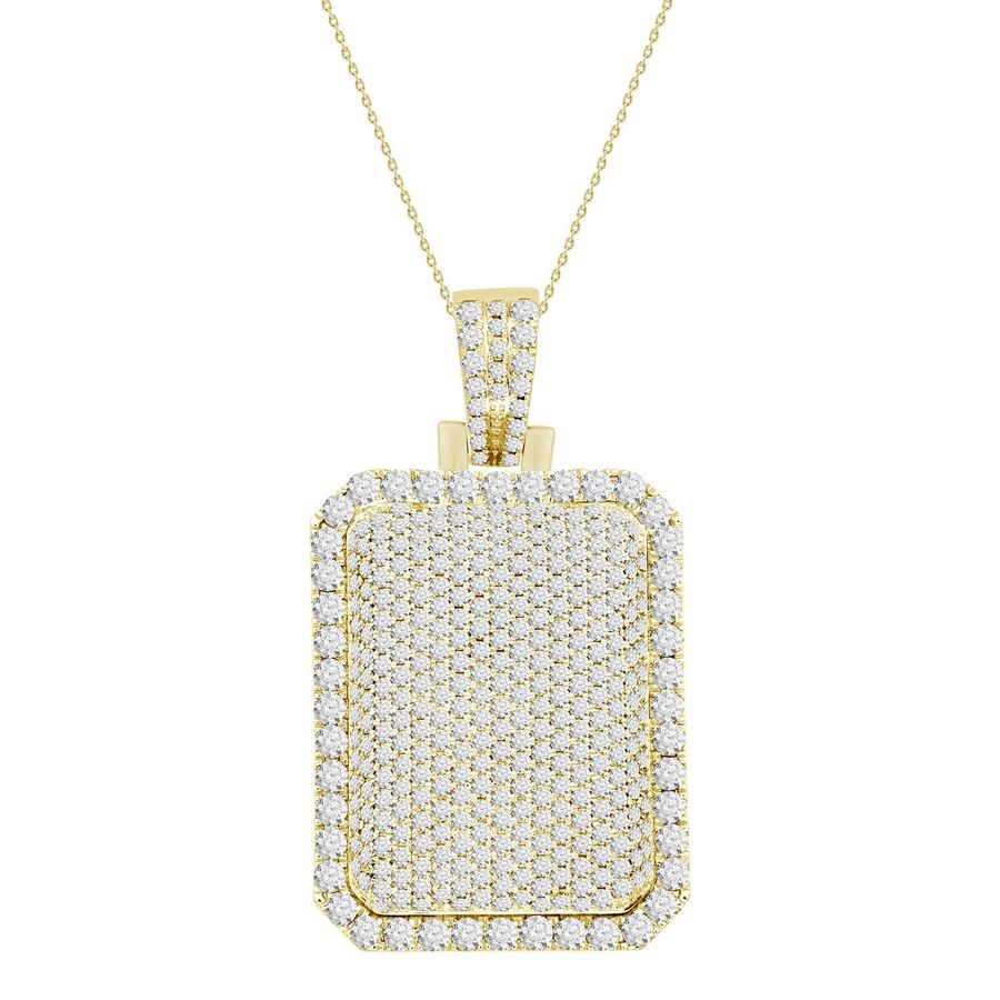 MEN'S PENDANT 7.00CT ROUND DIAMOND 14K YELLOW GOLD