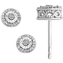 LADIES EARRINGS 0.10CT ROUND DIAMOND 10K WHITE GOLD