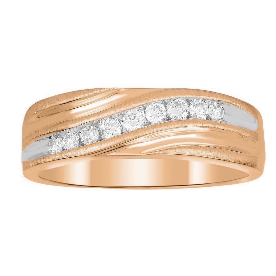 MEN'S BAND 0.25CT ROUND DIAMOND 14K ROSE GOLD