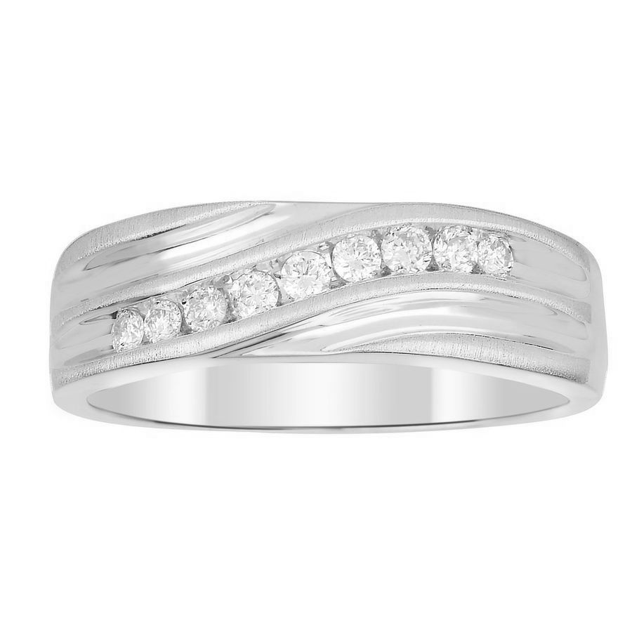 MEN'S BAND 0.25CT ROUND DIAMOND 14K WHITE GOLD