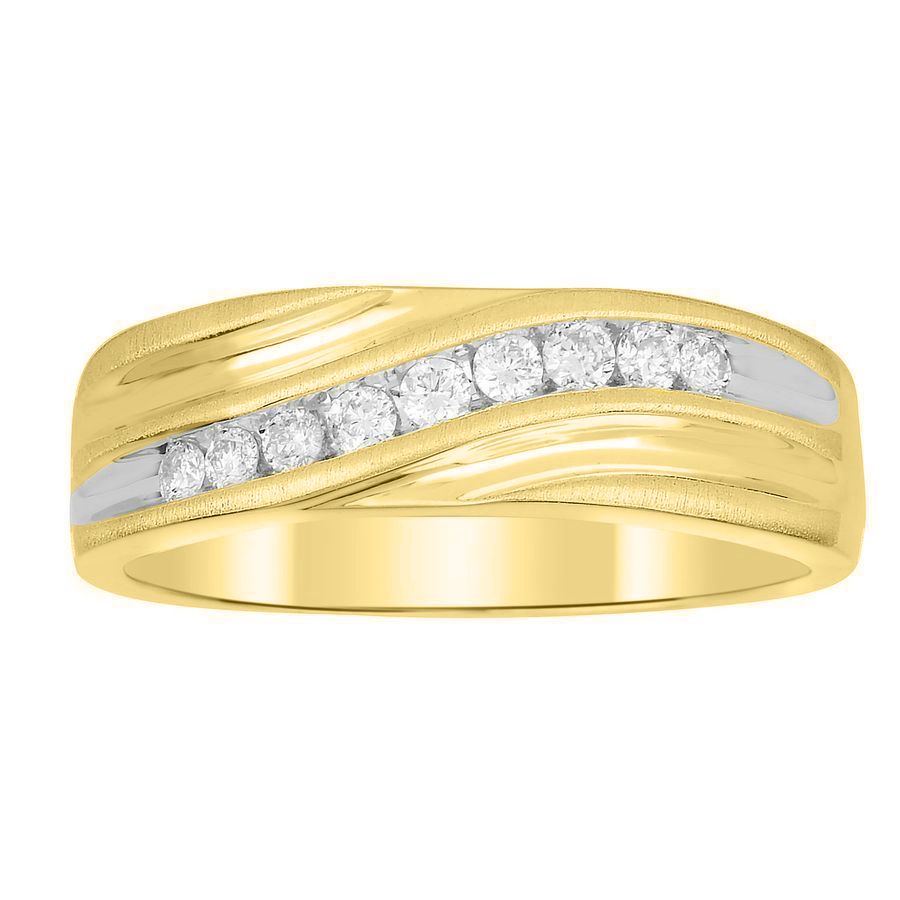 MEN'S BAND 0.25CT ROUND DIAMOND 14K YELLOW GOLD