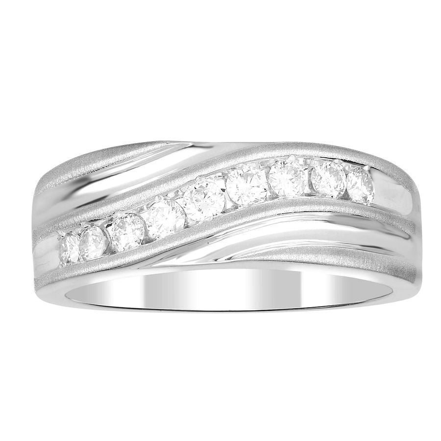 MEN'S BAND 0.50CT ROUND DIAMOND 14K WHITE GOLD